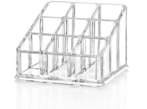Soportes para joyas Caja de almacenamiento de lápiz labial de lápiz labial de 9 cuadrículas Caja de almacenamiento cosmético Caja de almacenamiento transparente Organizador cosmético acrílico Torres p