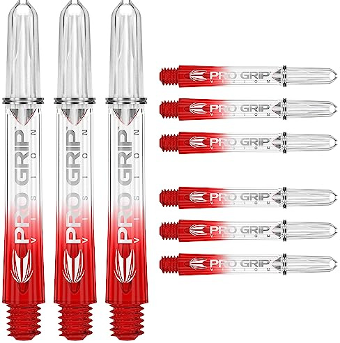 Target Darts 3 x Sets of Red Pro Grip Vision Dart Stems Medium - 9 Dart Shafts in Total