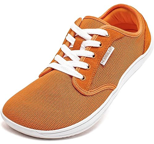 HOBIBEAR Barefoot Minimalist Shoes Womens Mens | Zero Drop | Wide Width Fashion Sneaker Orange,Women 9/Men 8