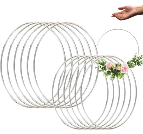 Anelli in Metallo Bianchi, 12 Pezzi (15/20cm) per Acchiappasogni e Ghirlande Nuziali