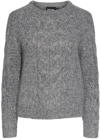 PIECES Femme Pcnina O-Neck Knit Noos BC Pull en Tricot, Mélange De Gris Moyen., M EU