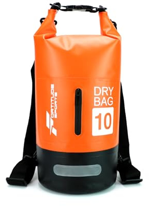 Fortitude Sports Waterproof Dry Bag 5L / 10L / 20L Waterproof Backpack Stuff Sack Wet Bags for Swimming, Paddleboarding, Travel, Kayaking, Fishing, Beach (Orange, 10L)