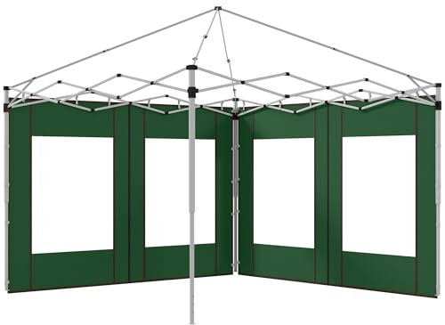 Outsunny Paneles laterales de cenador con puertas y ventanas con cremallera, para cenador desplegable de 3 x 3 m o 3 x 6 m, 2 unidades de repuesto laterales, color verde