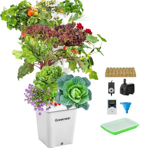 GROWNEER Hydroponics Growing System Tower Indoor Garden Vertical Garden Planter, 35 Pods, Smart Hydroponic Growing System Kit, Basic Edition