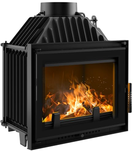 KRATKI Maja Camino a legna in ghisa con presa d'aria 8 kW Ø 150- stufa a legna conforme BImSchV 2, Efficienza termica 80% - Inserto per camino riscalda a 100 m², apertura a sinistra