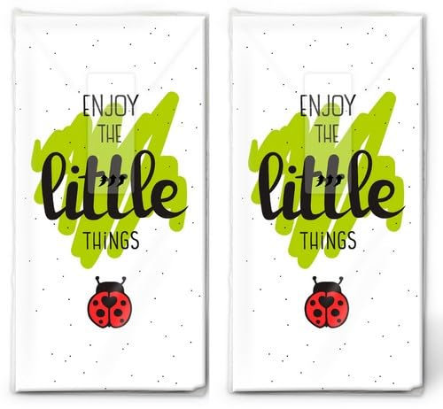 20 einzelne Taschentücher Tiermotive Genieße die kleinen Dinge. 2 Packungen mit 10 einzelnen Papiertaschentücher bedruckt als Geschenk.