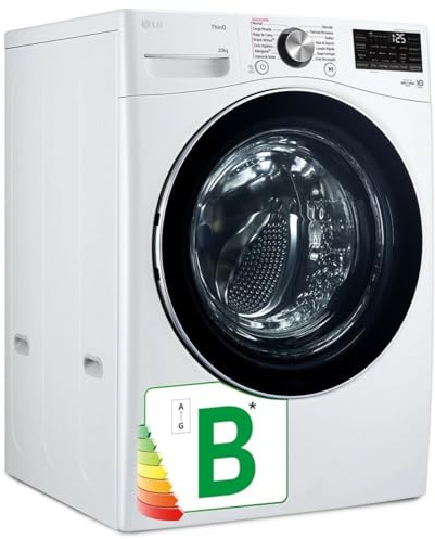 LG F0P3CYV2W - Lavadora Inteligente, 20 Kg, 1000rpm, Carga Frontal, AI Direct Drive, TurboWash 360º, 14 Programas de Lavado, Clasificación B, Serie XXL, Blanco