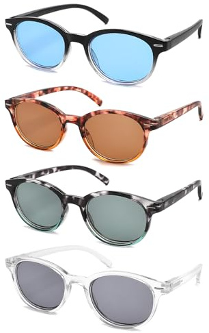 MODFANS 4 Paire de Lunettes de Lecture Femme Lunettes de Soleil Anti Lumiere Bleue Lunettes Loupe Monture Legere Lunettes de Vue Branches a Ressort