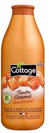 Cottage 2 in 1 Nourishing & Moisturising Body Wash - Sweet Caramel,750ml | 97% Natural Ingredients & Glycerin Shower Gel | Paraben-Free, Dermatologically Tested | Shower Milk For All Skin Types