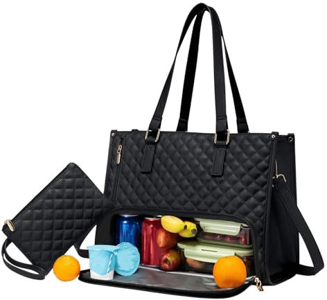 El Mejor Combo 2 En 1 De Bolso De Mano Y Lonchera, Bolso Grande De 15.6 Pulgadas Con Compartimento Para El Almuerzo, Bolso De Negocios Acolchado 2 En 1, Bolso Convertible Para Computadora Portátil