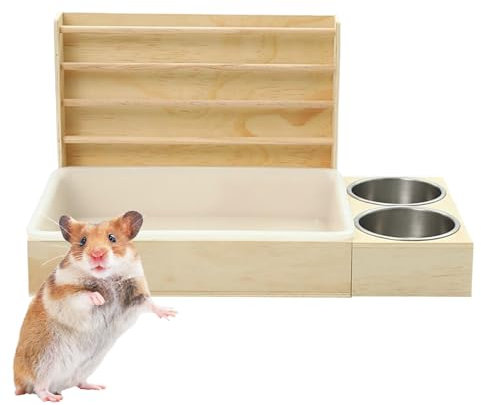 Toilet with Hay Rack, Small Animal Feeding Bowl Toilet - Feeder Holder Waste Free Multi-function Cage Accessories for Small Animals and Rodents