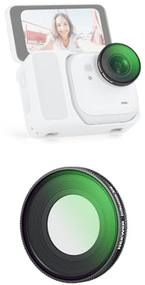 NEEWER 1/4 svart diffusionsfilter kompatibelt med Insta360 GO Ultra, skruva på filmisk effekt linsfilter flerskiktat HD optiskt glas slim frame actionkameratillbehör, FL-C49