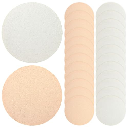 Runda makeupsvampar, 24-pack mjuk latexapplikatorpuff för våt eller torr användning, tvättbar och återanvändbar/2,2 tum