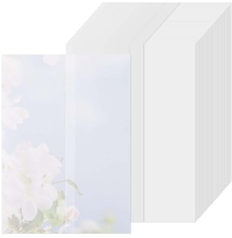 65 pcs A5 Vellum Jackets, Pre-Folded Vellum Paper for Invitations Translucent 15 x 21 cm Invitation Sleeves for Wedding Bridal Baby Shower Birthday Party