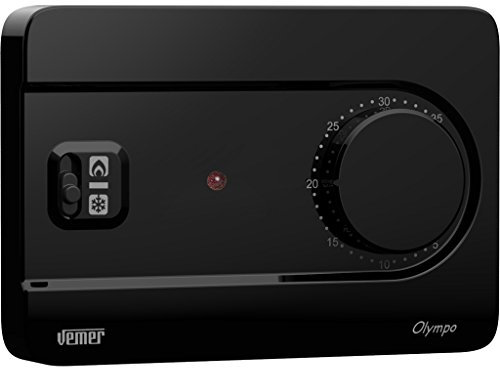 VEMER VE757600 OLYMPO - Termostato Ambiente da Parete con Manopola, Alimentazione 230V, Nero