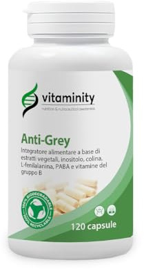 Integratore Capelli Bianchi Vitaminity Anti-Grey Supporto Colore Naturale dei Capelli Uomo Donna Con Inositolo, Colina e Vitamine del Gruppo B 120 Capsule