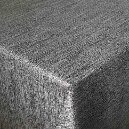 Wachstuch Robuste Leinen Prägung Pro RUND OVAL ECKIG Breite & Länge wählbar Grau Anthrazit Eckig 120 x 200 cm abwaschbare Tischdecke Gartentischdecke