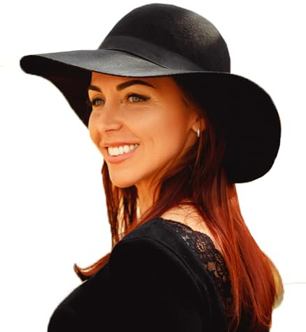 ASSQI Women’s Wool Felt Floppy Hat Fedora Wide Brim Cloche Vintage Bowler Hat Foldable Black