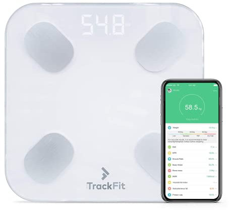 Digital Body Weight Bathroom Scale FitTrack Dara - FDA Approved Body Fat Scale - BMI Digital Smart Scale & Body Composition Analyzer Monitor - Most Accurate Bluetooth Glass Weighing Scale (White)