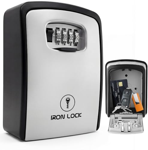 Iron Lock® Key Lock Box XXL Wall Mount – Waterproof Outdoor Key Safe with Heavy-Duty Metal Body & 4-Digit Combination – Lock Box for Keys Outside for Home, Rentals & Realtors Extra Large (Grey, XXL)