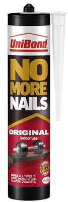 Unibond 2 x No More Nails Original, Heavy-Duty Mounting Adhesive, Strong Glue for Wood, Ceramic, Metal & More, White Instant Grab Adhesive, 1 x 365g Cartridge