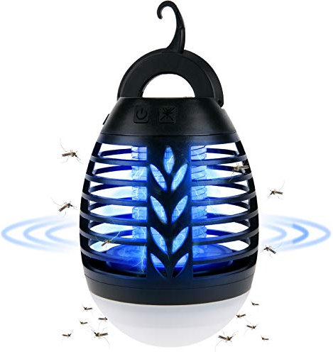 ROVLAK Insektenvernichter Campinglampe Outdoor LED Mückenlampe USB 2-In-1 Insektenvernichter Elektrisch Wiederaufladbar Mückenschutz mit 3 Beleuchtungsmodi Moskito Schutz Lampe für Freien