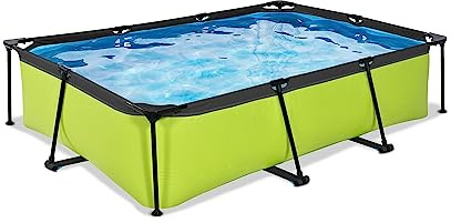 EXIT Toys Lime Pool - 300x200x65cm - Rechteckiger, Kompakter Rahmenpool mit Kartuschenfilterpumpe - Leicht Zugänglich - Für Kleinkinder Geeignet - Starker Rahmen - Einzigartiges Design - Grün
