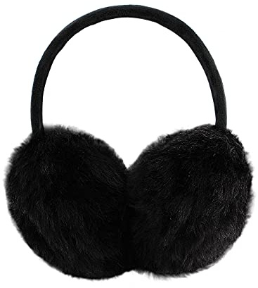 POXIMI Women Winter Earmuffs Girl Ski Adjustable Ear Covers for Kid Cute Bow Ear Warmer Outdoor Earmuff Fleece Lining (C-Black, ONE SIZE)