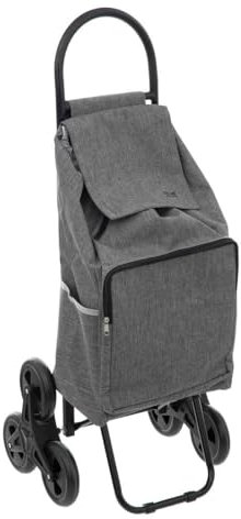 5 five simply smart 5five - Carrito de Compra portátil de 6 Ruedas, Metal, Gris, 40 l - Ligero - Bolsillos con Cremallera - Compartimento térmico - Bolsa extraíble - Almacenamiento práctico