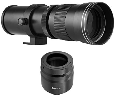 Andoer Cámara MF Super Telephoto Zoom Lens F/8.3-16 420-800mm T2 Mount con RF-Mount Adapter Ring 1/4 Thread Reemplazo para cámaras Canon EOS R/ R3/ R5/ R5C/ R6/ RP RF-Mount, Negro