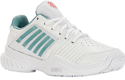 K-Swiss Performance Court Express Omni Tennis Shoe, White/Nile Blue/Desert Flower, 30 EU