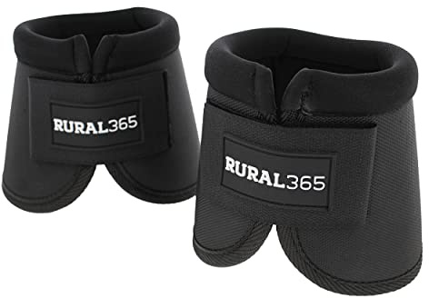 Ruralty Hoof Bell Boots for Horses Large Size - 2pk Black Lightweight Horse Turnout Boots for Overreach Protection