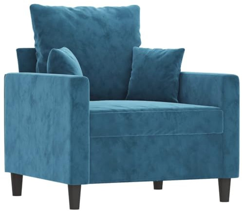 vidaXL Sillón Individual con Almohada Trasera, Tapizado de Descanso, de Televisión para Salón Dormitorio, Terciopelo Azul