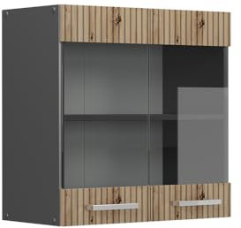 Vicco Küchenglasschrank R-Line, Glashängeschrank, Artisan-Eiche/Anthrazit, 60 cm