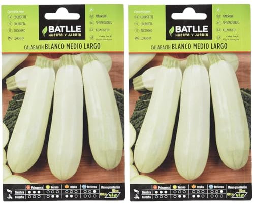 Semillas Batlle Graine pour courgettes Blanc Moyen Long (Lot de 2)