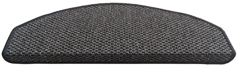 oKu-Tex Stufenmatten Sisal Optik, Stufenmattenset 15 teilig Florenz, halbrund, 65 x 24 cm, mit Winkelschiene, selbstklebend, anthrazit, Flachgewebe