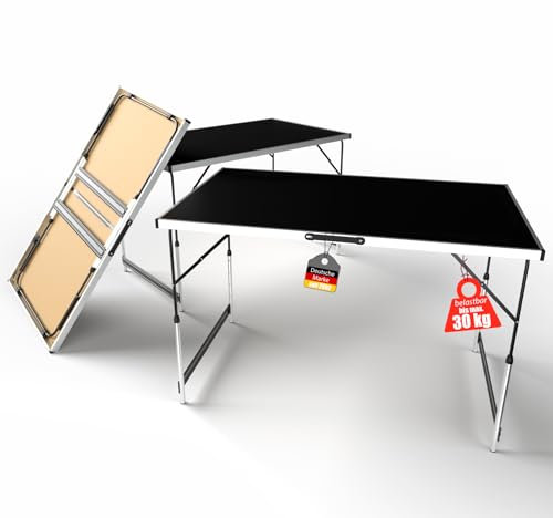 BigDean Robustes Tapeziertisch Set 3-teilig mit Stabiler Mittelstrebe - Multifunktionstisch höhenverstellbar & klappbar 100x60 cm - Flohmarkttisch & Campingtisch