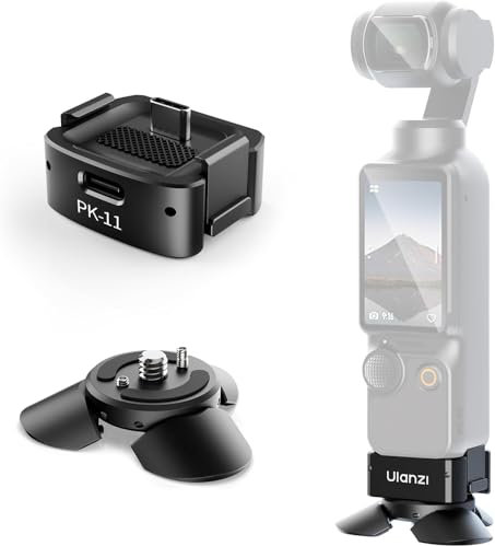 ULANZI Pocket 3 Mini Treppiede Kit per DJI Osmo Pocket 3 accessori, porta di ricarica Type-C con foro per vite 1/4, per DJI Osmo Pocket 3, Smartphone, Action camere, treppiedi, Gimbals (PK-08 & PK-11)