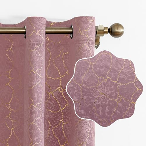 Ystyle Cortinas Salon Terciopelo 2 Piezas con Ojales, 140x245cm, Cortinas Termicas Aislantes Frio Y Calor, Modernas Suave Cortina Habitacion Terciopelo, Rosa