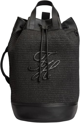 Tommy Hilfiger Th Raffia Sling AM0AM14084 - Bolso tipo cubo para hombre, color negro (negro), talla única
