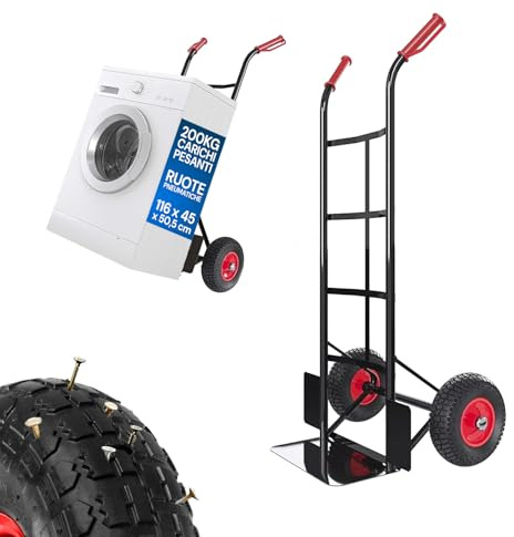 Avilia - Carrello con Ruote Portatutto in Acciaio da 200Kg per Trasporto Sicuro di Carichi Voluminosi, con Maniglie Antiscivolo, Ruote e Struttura Compatta Maneggevole (Blu)