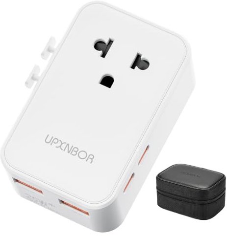 UPXNBOR Ultrafino Adaptador Enchufe, Universal de Viaje PD 25W & QC 18W