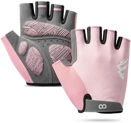 Lamicall Cycling Gloves for Men Women - [5mm Shock-Absorbing Pad] Half Finger Bike Gloves with Anti-Slip Silicone, Summer Breathable MTB Gloves, Weight Lifting Gloves for Gym Climbing Hiking Crossfit