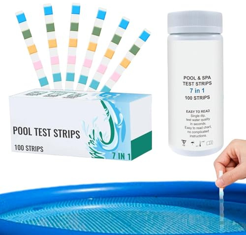 Poolvattenteststickor | 100 stycken remsor, och noggrann testning - Testremsor för klor i simbassänger | För, kommersiellt bruk, bakgård, trädgårdsdamm, akvarium, fisktank, saltvatten och sötvatten