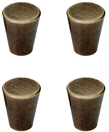 Tiazza 4Pcs Mid-Century Modern Style Premium Copper Solid Cabinet Knobs Handle Cone Shoe Book Drawer Knob Cylinder Handle (Antique Bronze)