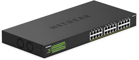 Netgear GS324PP 24 Port Gigabit Ethernet LAN PoE Switch (mit 24x PoE+ 380W, Plug-and-Play Netzwerk Switch, Desktop oder 19 Zoll Rack-Montage, energieeffizient, robustes Metallgehäuse), schwarz