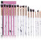 Eye Makeup Brushes Set DUAIU 16Pcs Eyeshadow brushes Premium Synthetic Makeup Brushes Eyebrow Eyeliner Blending Marble Handle Brushes Sets with Pink Cosmetic Bag