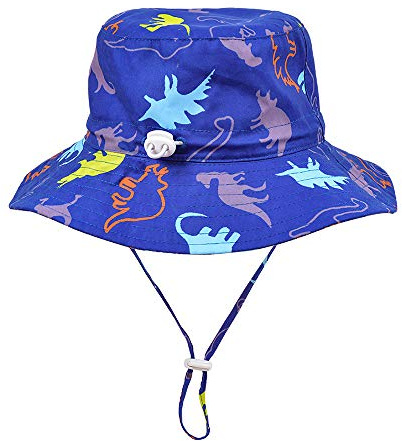 LACOFIA Baby solhatt småbarn pojkar flickor sommar hink hatt barn brett brätte strand keps med justerbar hakrem, BLÅ, 6-12 Månader