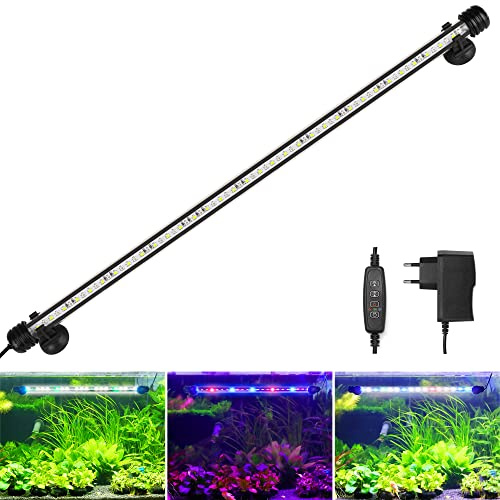 BELLALICHT LED Timer éclairage d'aquarium - Lampe d'aquarium [lumière blanche RVB] avec minuterie intégrée, variateur 10 niveaux de luminosité IP67 étanche Light pour réservoir de poissons plante