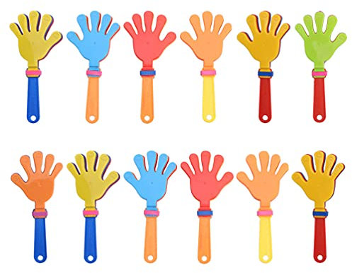 Toddmomy 12PCS Plastic Hand Clappers for Kids, Party Favors Noisemaker Toys, Assorted Colors, 9.43 Inch, Ideal for Birthdays, Carnivals, Competitions(Random Color)
